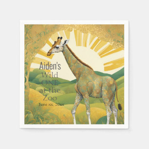 Serviette En Papier Fête d'anniversaire Zoo Safari Girafe Sauvage UNE 