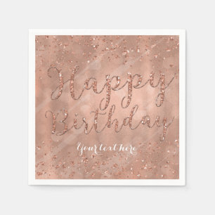Serviette En Papier Fête de 16 ans Faux Rose Gold Paillettes