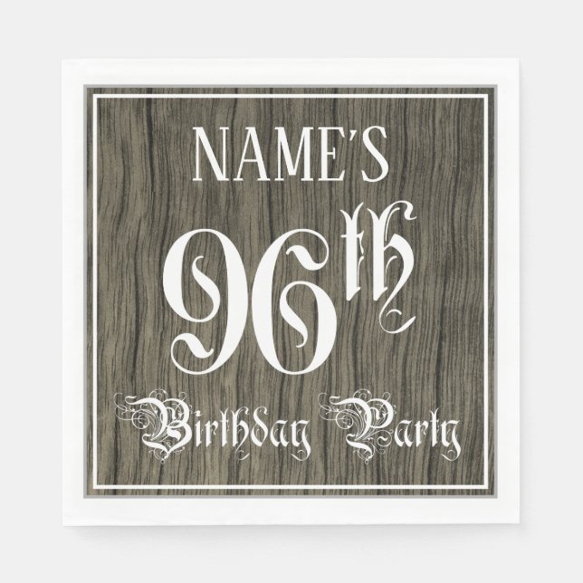 Serviette En Papier Fête de 96e anniversaire — Script fantaisie, Faux  (Devant)