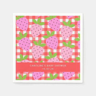 Serviette En Papier Fête de Baby Shower à carreaux rouges à motif frai