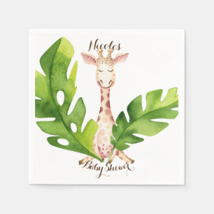Serviette En Papier Fête de Baby Shower aquarelle girafe de la jungle