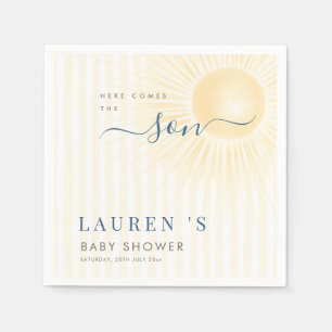 Serviette En Papier Fête de Baby Shower aux Bandes Jaunes et au Soleil