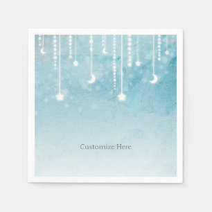 Serviette En Papier Fête de Baby Shower Céleste Lune et Étoiles