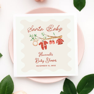 Serviette En Papier Fête de Baby Shower de Noël Vintage Santa Baby
