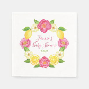 Serviette En Papier Fête de Baby shower de Rose aux agrumes de citron