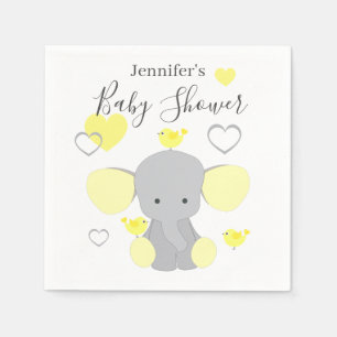 Serviette En Papier Fête de Baby shower fille éléphant jaune