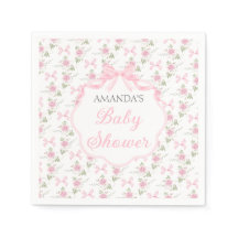 Fête de Baby Shower Fille Ruban Rose Toile De Jouy