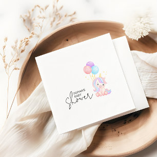 Serviette En Papier Fête de Baby Shower Licorne Arc-en-Ciel Magique