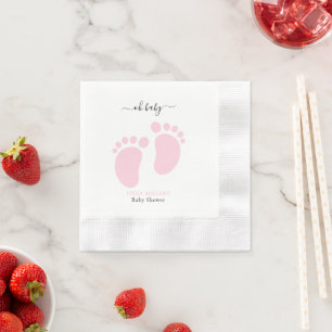 Serviette En Papier Fête de Baby Shower pour Bébé Fille, Rose
