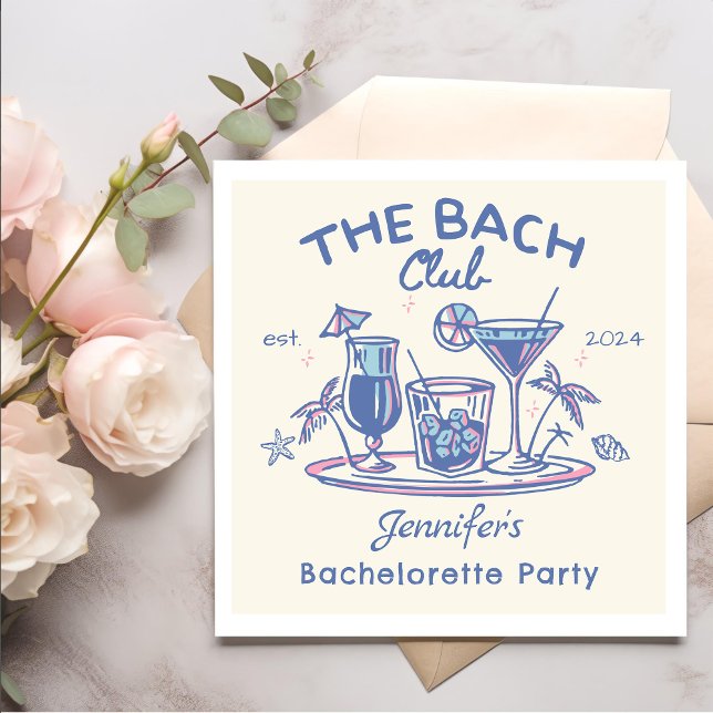 Serviette En Papier Fête de Bachelorette Cocktail de Plage Fantaisiste (Créateur téléchargé)