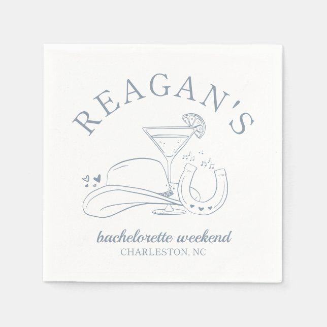 Serviette En Papier Fête de Bachelorette de Cowgirl de l'Ouest Dessiné (Devant)