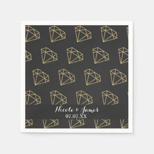 Serviette En Papier Fête de Bachelorette Design Moderne Diamant Or