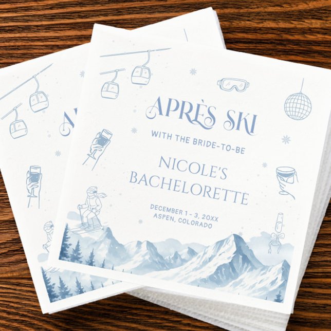 Serviette En Papier Fête de Bachelorette d'Hiver Après-Ski Dessinée à  (Créateur téléchargé)