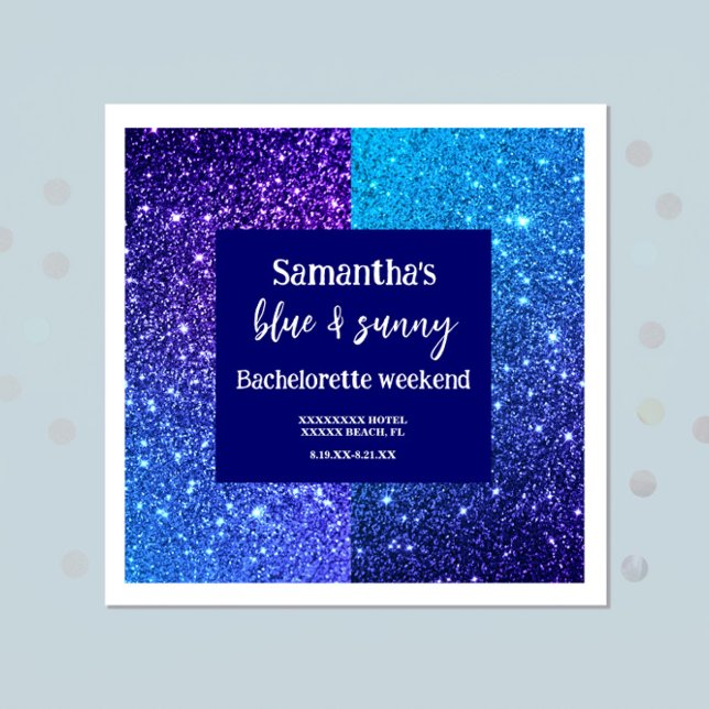 Serviette En Papier Fête de Bachelorette Pailletée Bleue  (Créateur téléchargé)