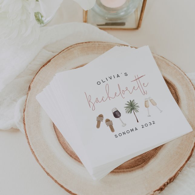Serviette En Papier Fête de Bachelorette Personnalisée au Pays du Vin (Créateur téléchargé)