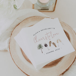 Serviette En Papier Fête de Bachelorette Personnalisée au Pays du Vin