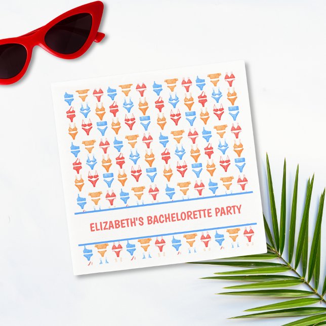 Serviette En Papier Fête de Bachelorette Personnalisée Bikini Party da (Créateur téléchargé)