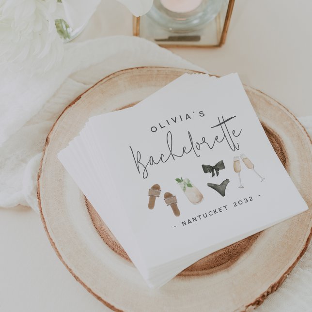 Serviette En Papier Fête de Bachelorette Personnalisée Neutres d'Été (Créateur téléchargé)