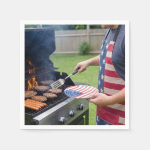 Serviette En Papier Fête de barbecue du 14 juillet