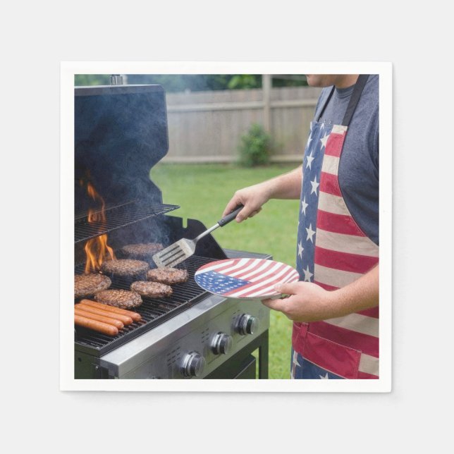 Serviette En Papier Fête de barbecue du 14 juillet (Devant)