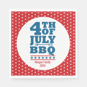 Serviette En Papier Fête de barbecue personnalisée du 4 juillet Étoile