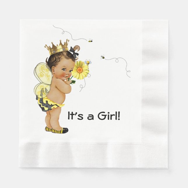 Serviette En Papier Fête de bébé abeille pour fille ethnique (Devant)