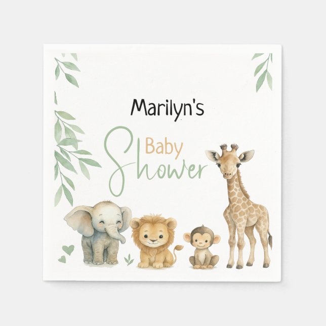 Serviette En Papier Fête de Bébé Animaux de Bébé Mignons (Devant)