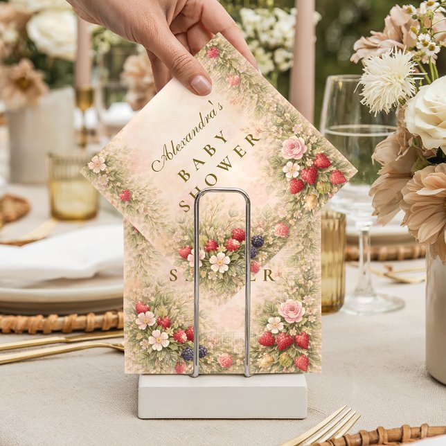 Serviette En Papier Fête de bébé aux fleurs sucrées de baies (Créateur téléchargé)