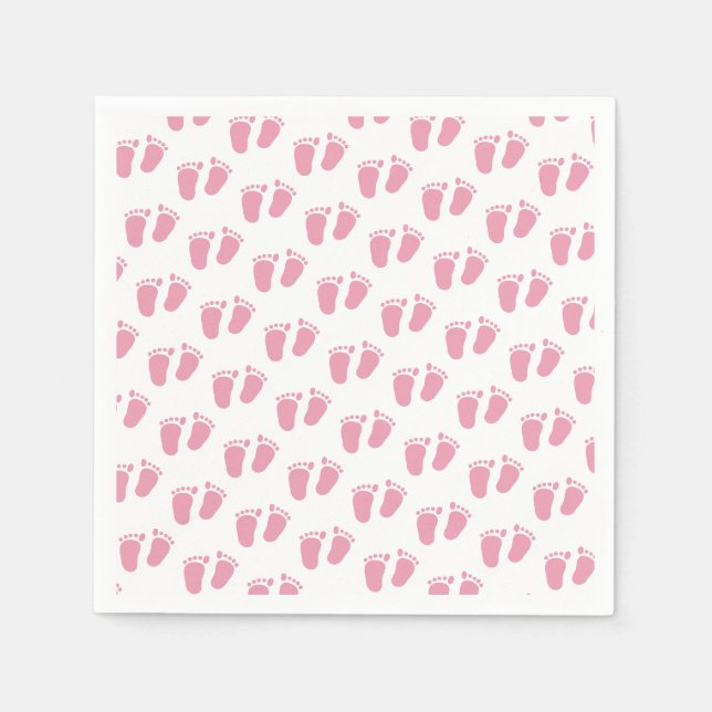 Serviette En Papier Fête de Bébé aux Pieds Roses Bébé (Devant)
