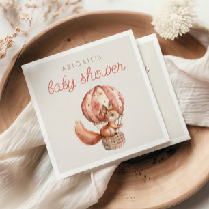 Serviette En Papier Fête de Bébé Ballon Écureuil Rouge Mignon