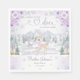 Serviette En Papier Fête de Bébé Cerf Violet Flocon de Neige Hiver