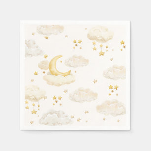Serviette En Papier Fête de Bébé Ciel Rêveur Lune et Étoiles Or