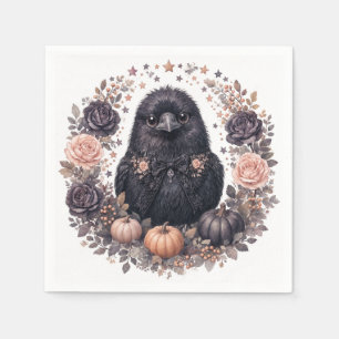 Serviette En Papier Fête de bébé corbeau à l'aquarelle