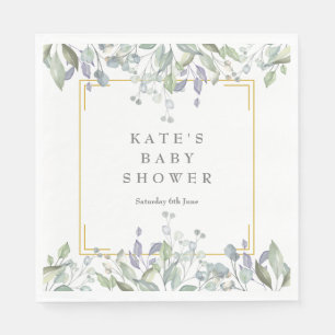 Serviette En Papier Fête de bébé Country Greenery / Fête prénatale / F