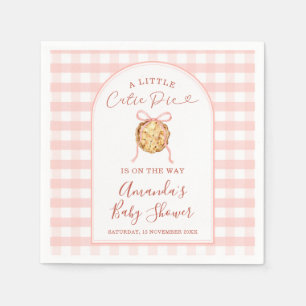 Serviette En Papier Fête de Bébé d'Automne Gingham Rose Pastel Ruban M