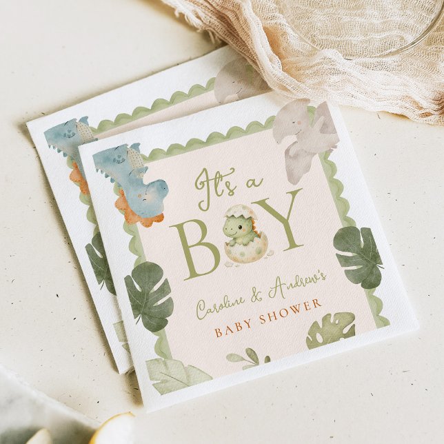 Serviette En Papier Fête de bébé Dino Boy (Créateur téléchargé)