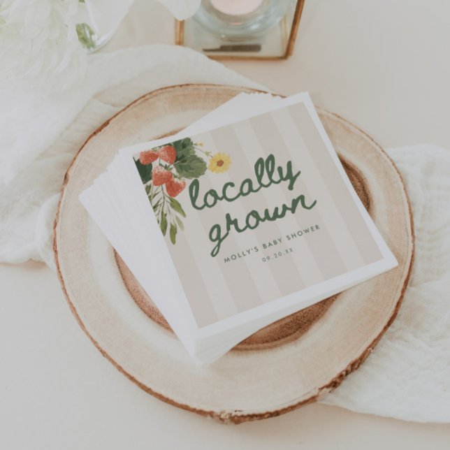 Serviette En Papier Fête de bébé élégante à rayures avec écriture "Cul (Créateur téléchargé)