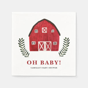 Serviette En Papier Fête de Bébé Ferme Maison Rustique Aquarelle Grang