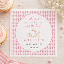 Fête de Bébé Fille Gingham Rose Pâle Oie Ridicule