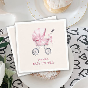 Serviette En Papier Fête de Bébé Fille Landau Vintage Rose