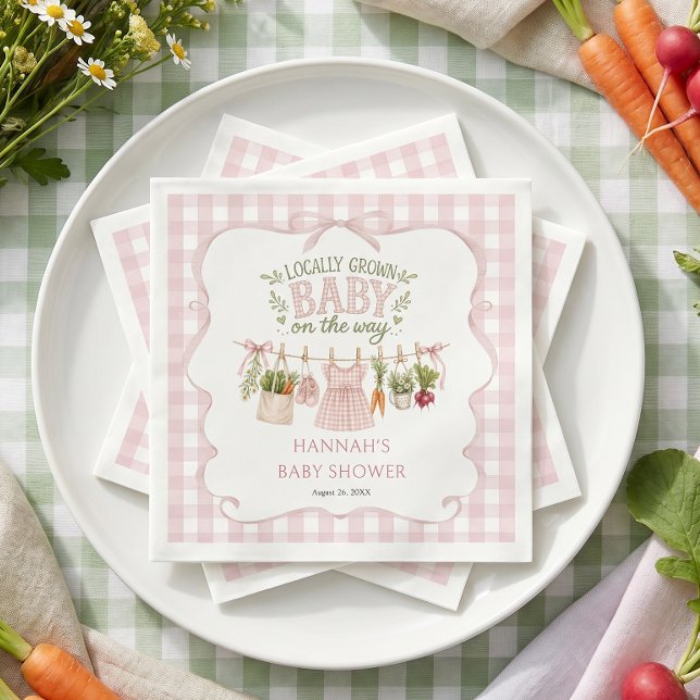 Serviette En Papier Fête de Bébé Fille Né Localement (Créateur téléchargé)