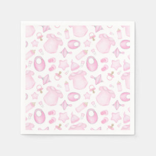 Serviette En Papier Fête de Bébé Fille Papier Rose