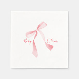 Serviette En Papier fête de bébé fille ruban rose