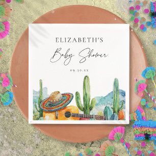 Serviette En Papier Fête de Bébé Fleur de Cactus Mexicain à l'Aquarell