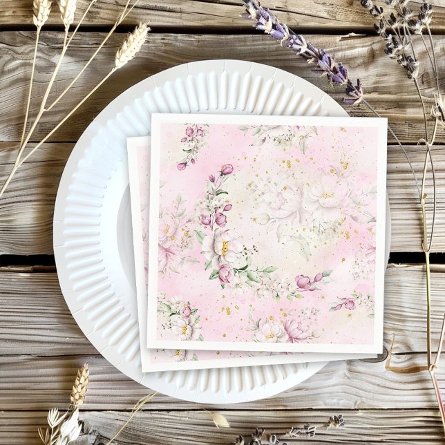 Serviette En Papier Fête de bébé Fleur de Lune Rose (Créateur téléchargé)