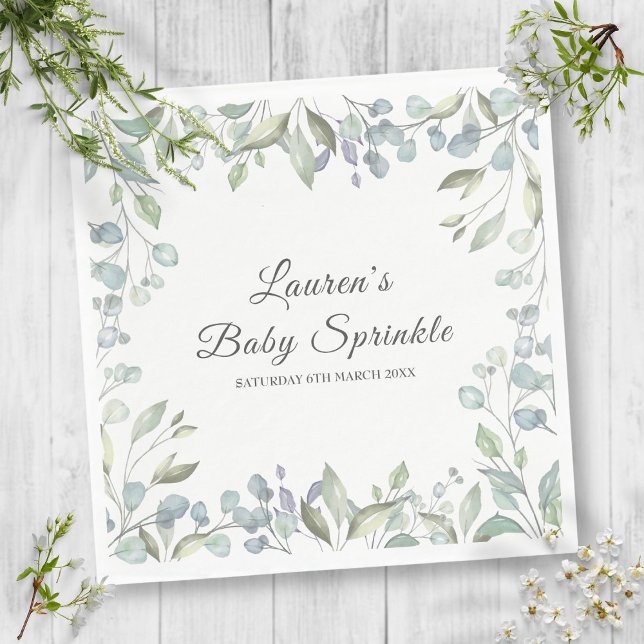 Serviette En Papier Fête de Bébé Fleurs de Campagne (Country Greenery Floral Baby Sprinkle Shower Napkins)