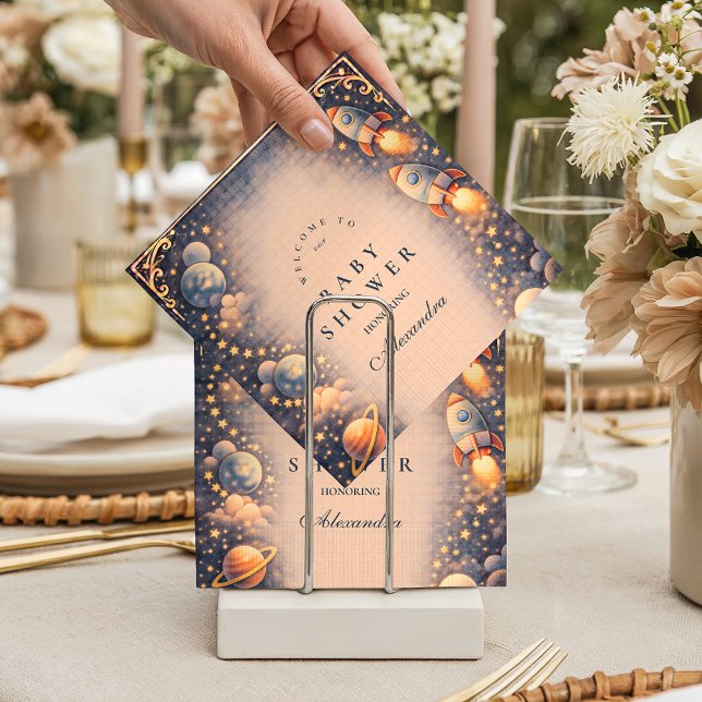Serviette En Papier Fête de Bébé Fusées Spatiales Étoiles (Créateur téléchargé)
