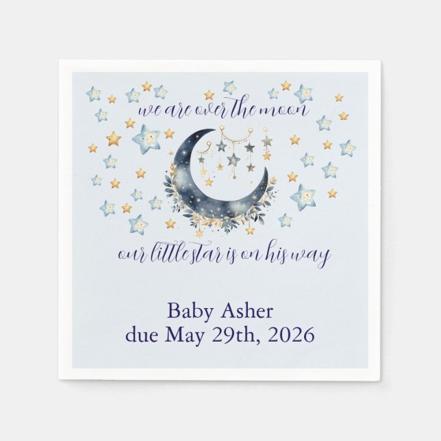 Serviette En Papier Fête de bébé garçon Blue Moon Stars (Devant)