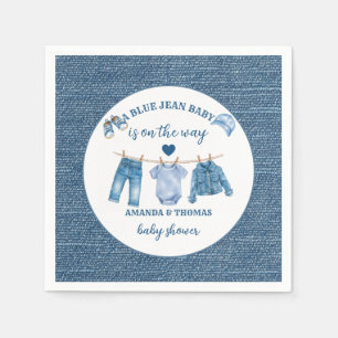 Serviette En Papier Fête de bébé garçon en bleu jeans 