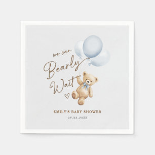 Serviette En Papier Fête de bébé garçon Ourson à peine attendu